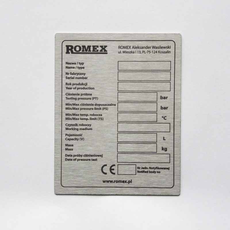 Tabliczka informacyjna ze stali polerowanej
