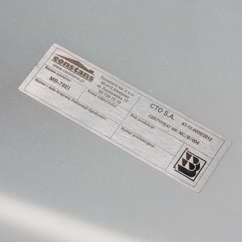 Tabliczka techniczna ze schematem na stali